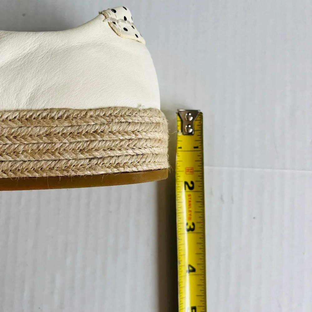 Dolce Vita Sz 6.5 White Leather Platform Espadrille Slip On Shoes Zipper Front